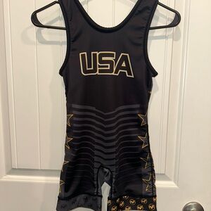 Nearfall Wrestling Singlet (REVERSIBLE) USA Black and Gold